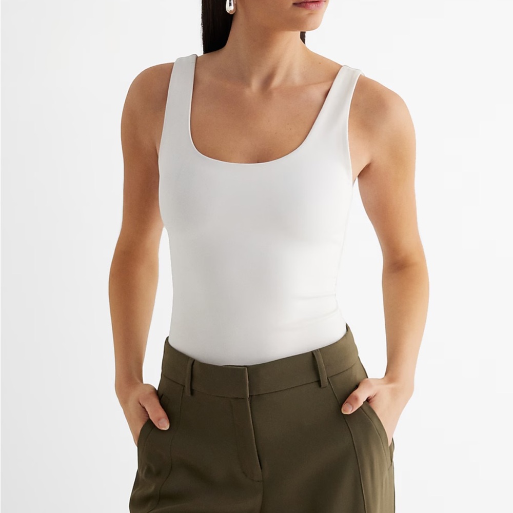 Express Body Contour Bodysuit w/ full brief (White) 🤍